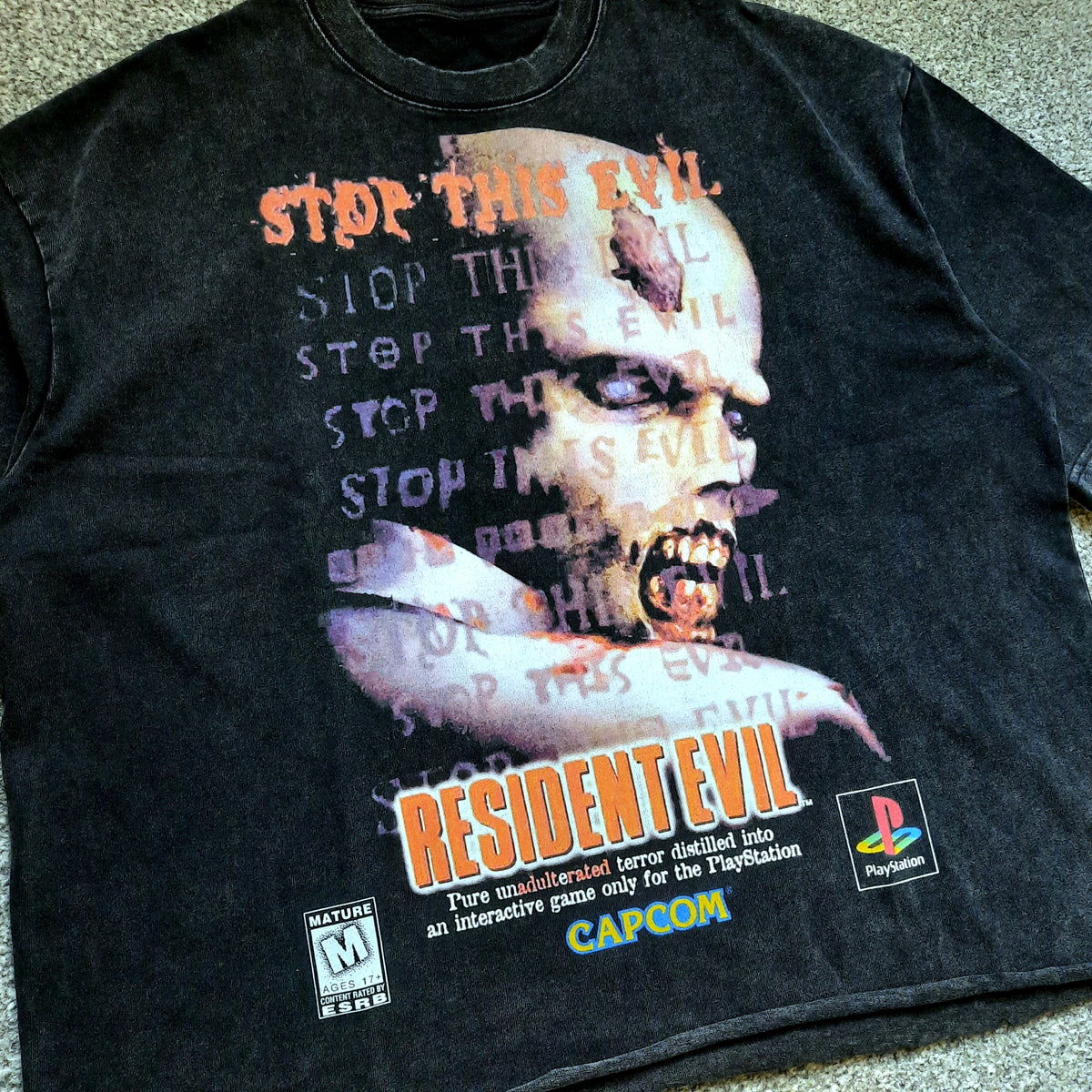 stop this evil raw hem tee