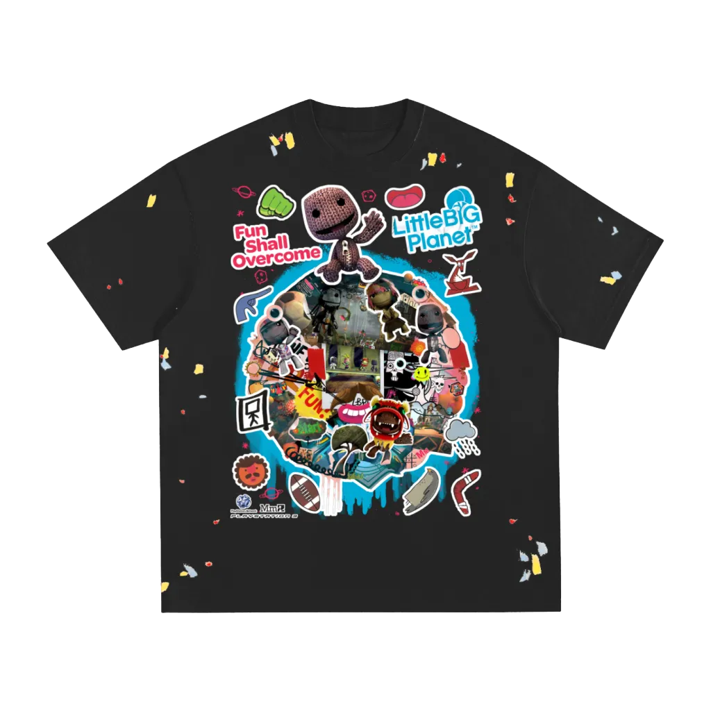 fun shall overcome paint splatter tee