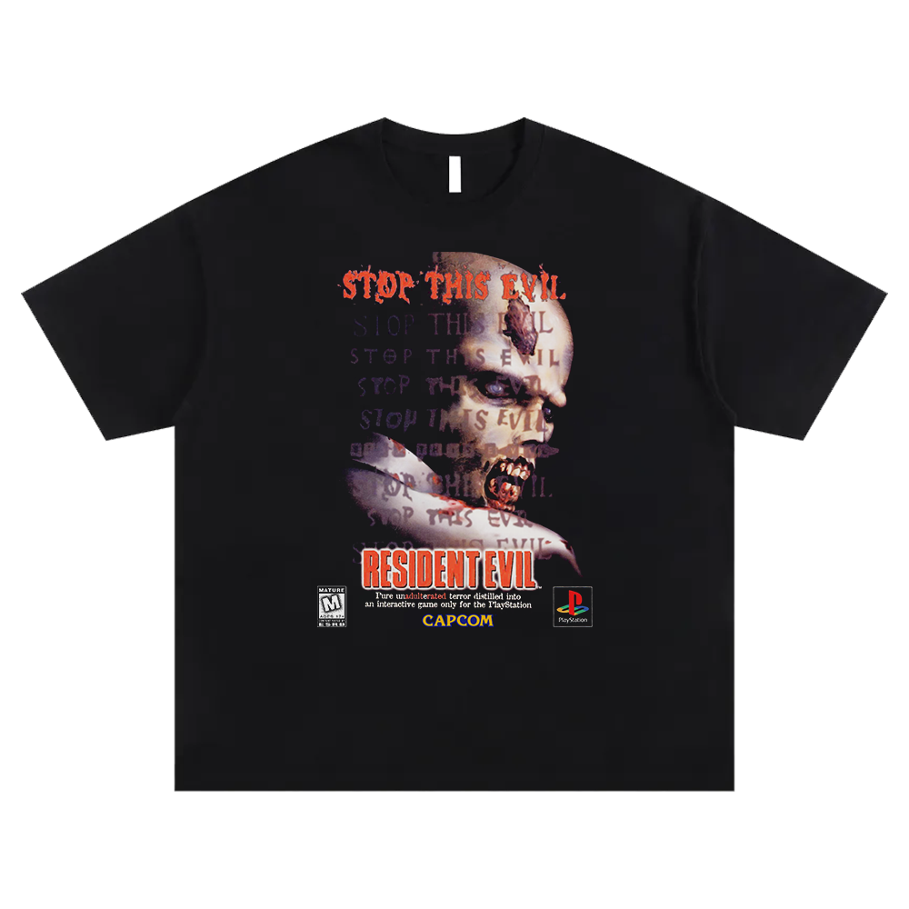 stop this evil black tee