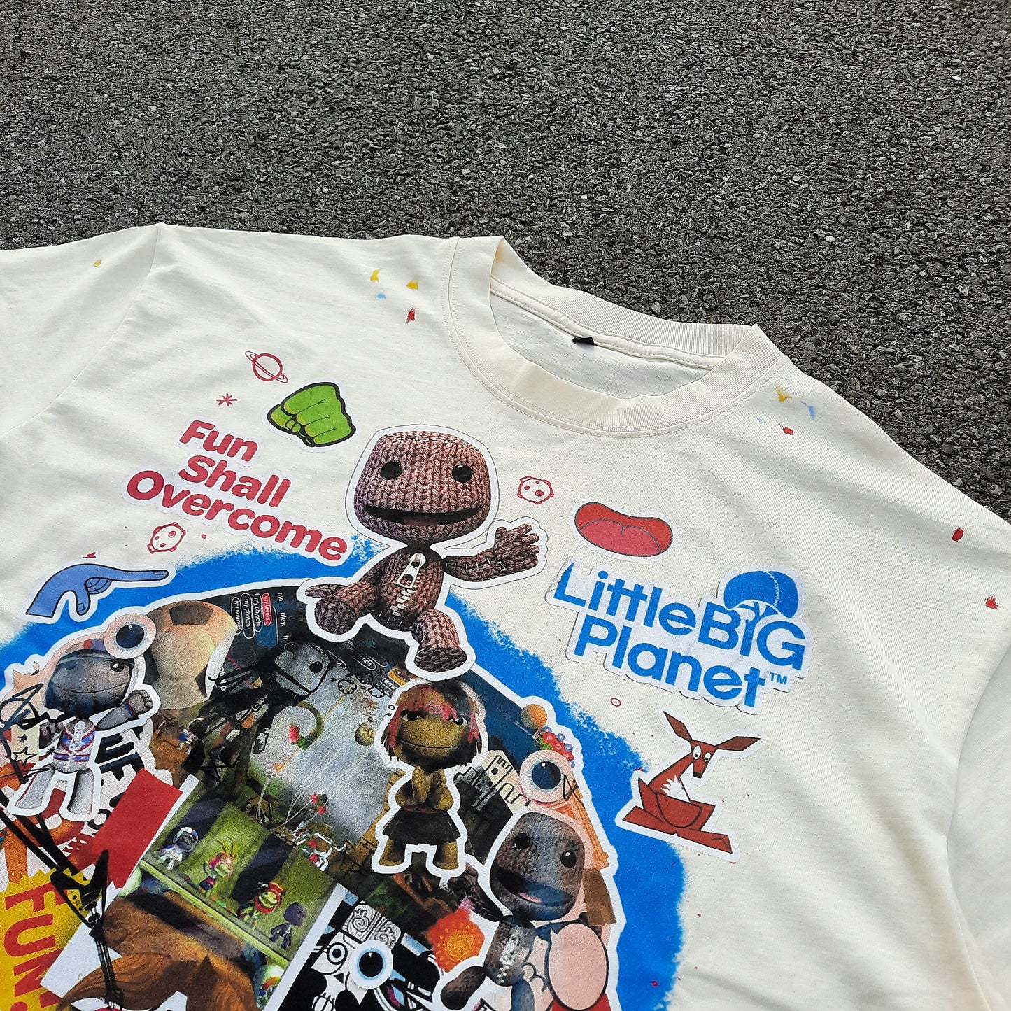 fun shall overcome paint splatter tee