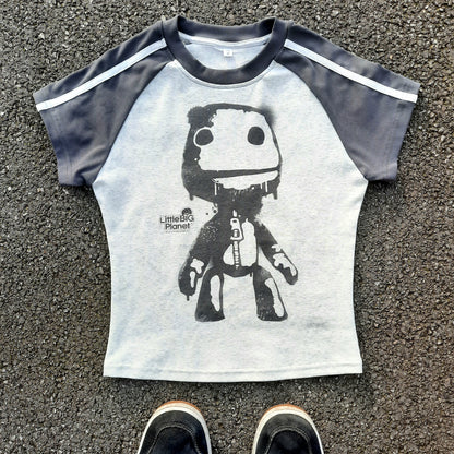 stamp bodycon raglan tee