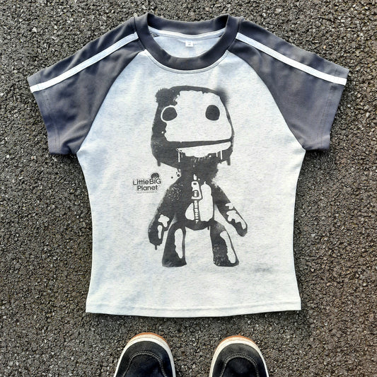 stamp bodycon raglan tee