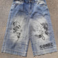 2006 vintage wash jorts (black print)