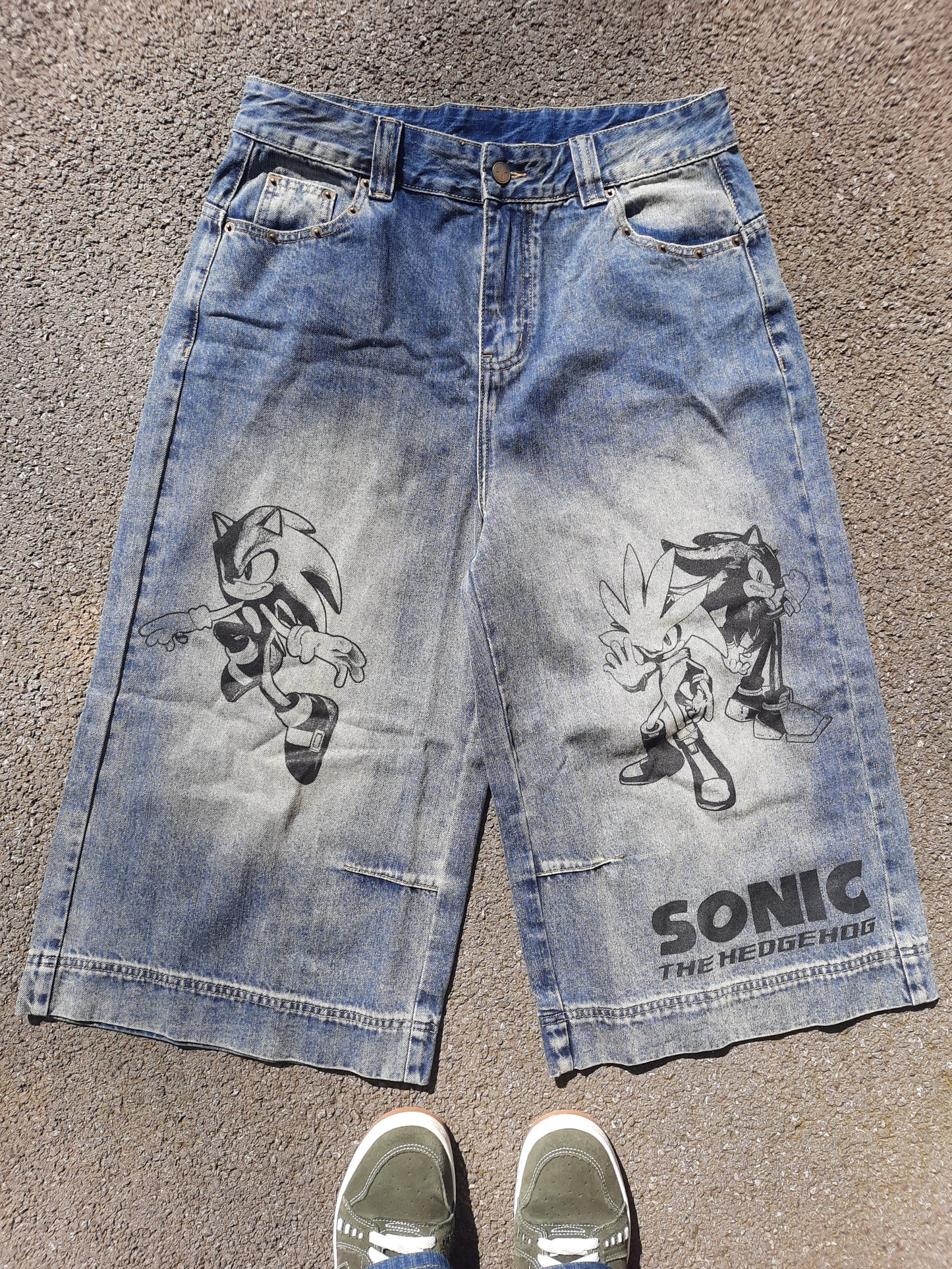 2006 vintage wash jorts (black print)