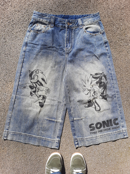 2006 vintage wash jorts (black print)