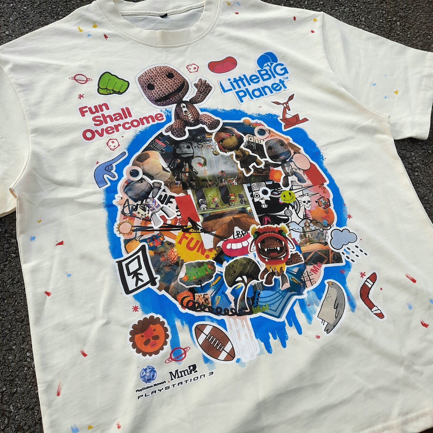 fun shall overcome paint splatter tee