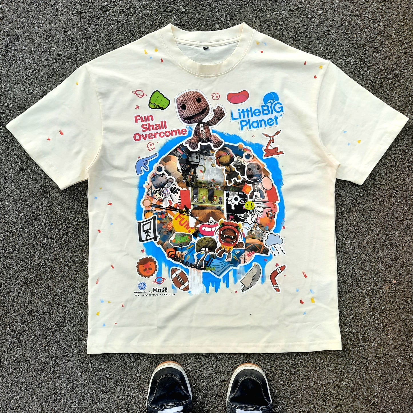 fun shall overcome paint splatter tee