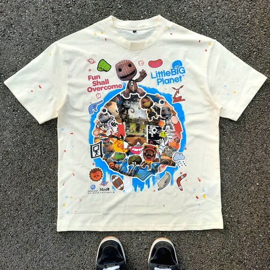 fun shall overcome paint splatter tee